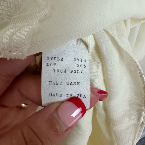 Vintage Cachet By Bari Protas Cream Sheer Floral Embroidered Midi Dress XS - Picture 10 of 16